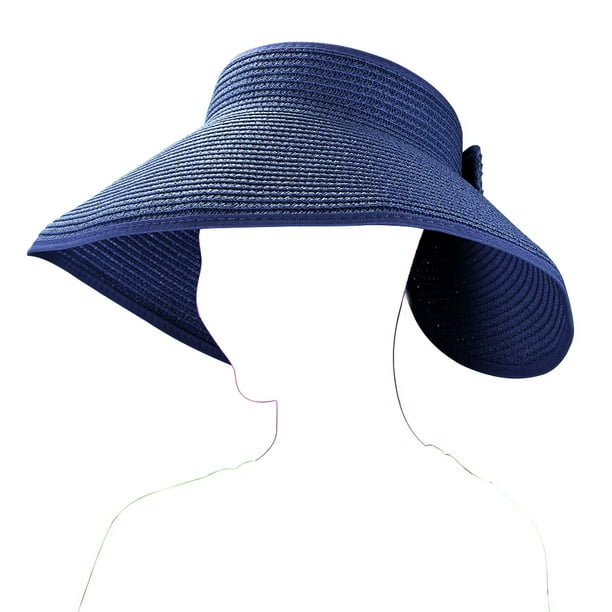 Women Summer Wide Brim Roll Up Packable Bow Tie Straw Visor Sun Hat Women Summer Wide Brim Roll Up Packable Bow Tie Straw Visor Sun Hat